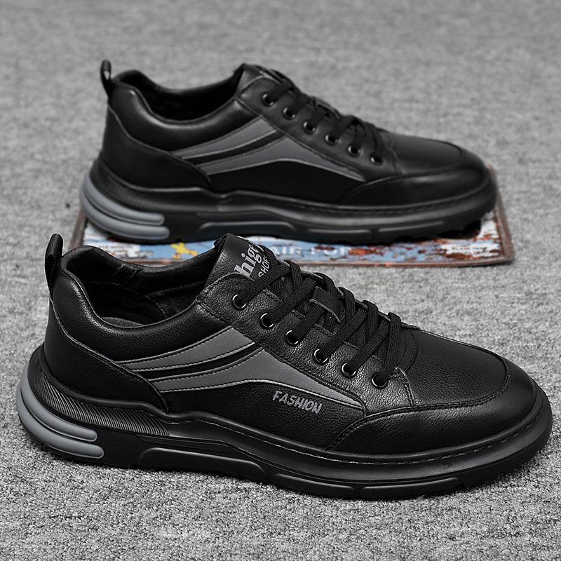Men's Leather Waterproof Shoes Fashion Lightweight Running Shoes for Men